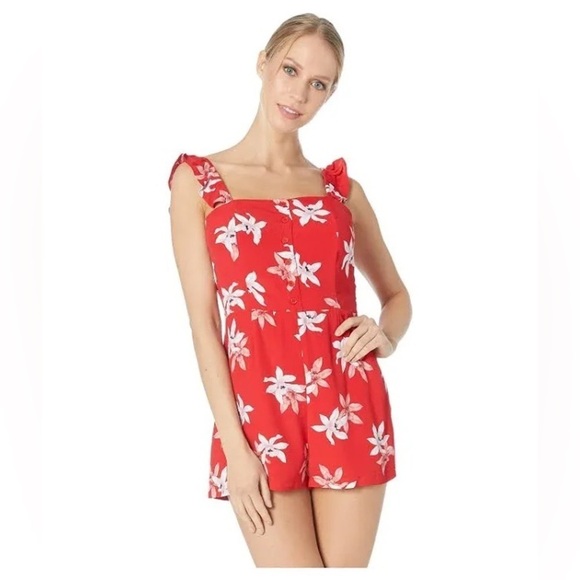 Bb Dakota Daffodils and Chill Romper ruffle straps red size 2 - Picture 2 of 12